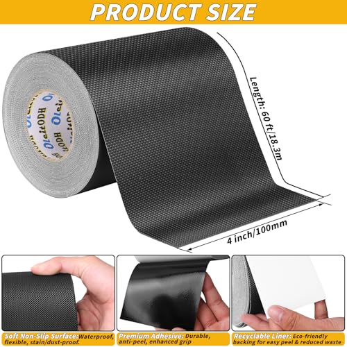 Oleitodh 4" x 60 ft Rubber Grip Tape, Black, for Handles & Tools - color: Black, size: 4 in x 60 ft