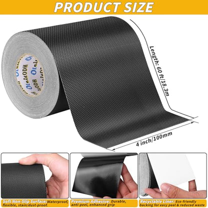 Oleitodh 4" x 60 ft Rubber Grip Tape, Black, for Handles & Tools - color: Black, size: 4 in x 60 ft