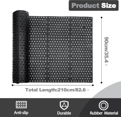 Commercial Anti-Fatigue Drainage Rubber Matting 82.6"x35.4"Heavy Duty Non-Slip Floor Mats for Home or Business Indoor Outdoor Use Workstation Mat