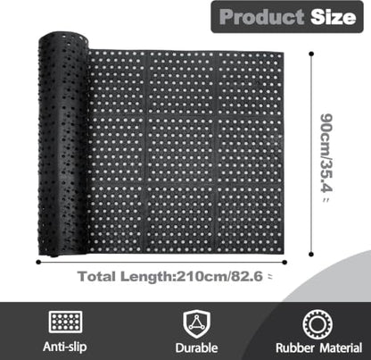 Commercial Anti-Fatigue Drainage Rubber Matting 82.6"x35.4"Heavy Duty Non-Slip Floor Mats for Home or Business Indoor Outdoor Use Workstation Mat