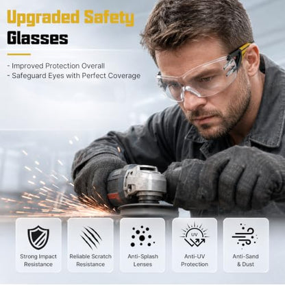 24 Pack Clear Safety Glasses Bulk for Men Women ANSI Z87.1 UV Protection - color: Yellow