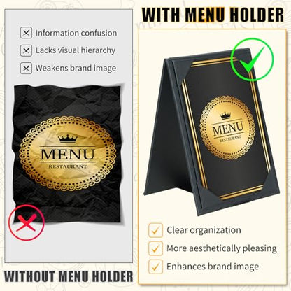 PU Leatherette Table Tents, 1Pcs Double-Sided Menu Holders 5 x 7" - size: 1 Pack, 5" x 7"