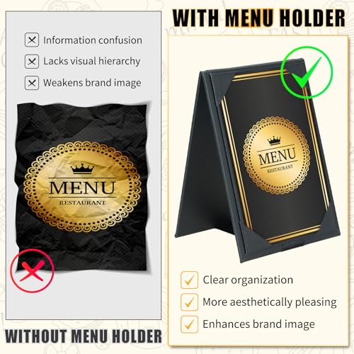 PU Leatherette Table Tents, 15Pcs Double-Sided Menu Holders 5 x 7" - size: 15 Pack, 5" x 7"