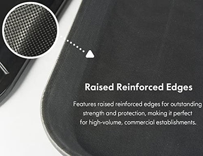 CURTA 2-Pack Restaurant Grade Non-Slip Tray, NSF, 22 Inch x 16 Inch, Plastic Rubber Lined Rectangular Serving Tray, Black - color: Black-rectangular, size: 16 Inch x 22 Inch