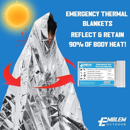 Emergency Mylar Thermal Blanket, 6-Pack, Extra Large Protection