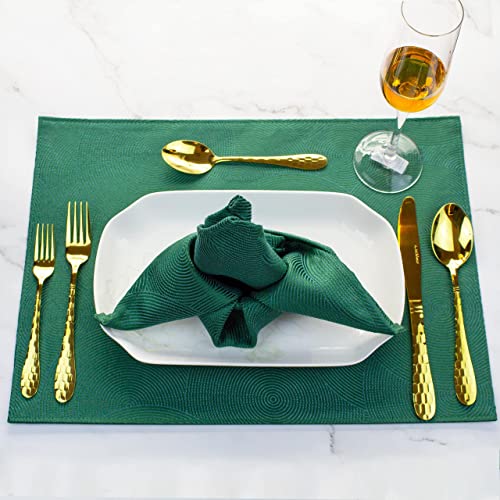 20 Piece Silverware Set for 4, Hammered Silverware Set 18/10 Stainless Steel Tableware Cutlery Flatware Spoons and Forks Set for Home Kitchen Restaurant, Unique Utensils Set Dishwasher Safe (Gold) - color: Gold