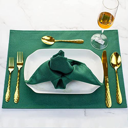 20 Piece Silverware Set for 4, Hammered Silverware Set 18/10 Stainless Steel Tableware Cutlery Flatware Spoons and Forks Set for Home Kitchen Restaurant, Unique Utensils Set Dishwasher Safe (Gold) - color: Gold