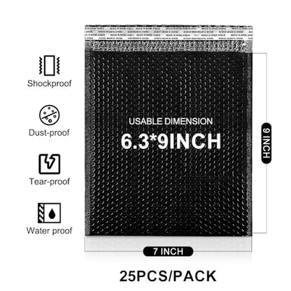 Koja Extra Thick Padded Bubble Mailers, 6x10 in, 50-Pack, Black - color: Black, size: 6 x 10" 50-Pack