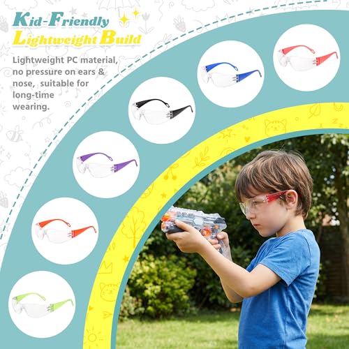 Kids Safety Glasses 24 Pack, ANSI Z87.1 Bulk Clear Lens Child Protective Glasses Scratch and Impact Resistant Youth Safety Goggles with Multicolor Frame for School Science DIY - color: Clear
