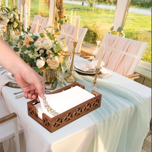 Acacia Wood Napkin Holder for Bathroom Guest Towel Holder for Dining Table