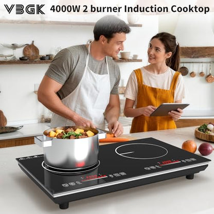VBGK 2 burner Induction cooktop,110V 4000Winduction hot plate with touch Control,9 Power Levels, Kids Lock & Timer,LED touch control 2ourner induction cooker - size: induction plate