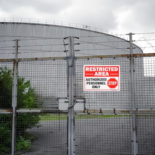 4 Pack Restricted Area Authorized Personnel Only Sign, 10"x 7" .040 Rust Free Aluminum – Reflective, UV Protected and Weatherproof