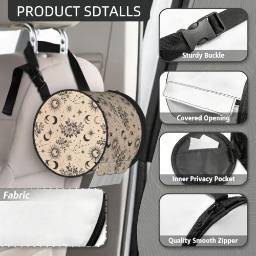 Moon Stars Sun Cylinder Tissue Holder,Toilet Hanging Tissues Box for Bathroom Home Travel - color: Moon Stars Sun