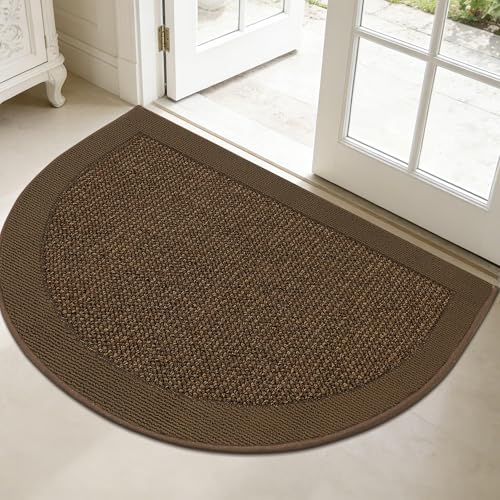 Dirt Trapper Door Mats 32" x 48", Non-Slip & Washable, Brown - color: Brown, size: 32" X 48" (Semicircular)