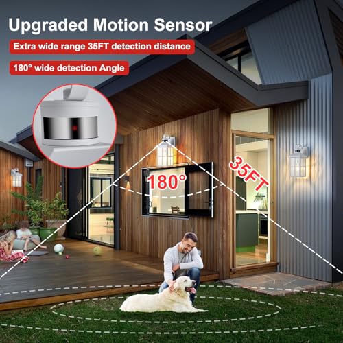 Motion Sensor Porch Light Dusk to Dawn Outdoor Wall Light - color: White 1