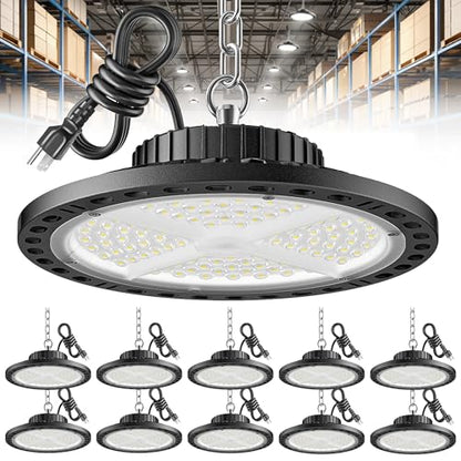 ISKYDRAW UFO LED High Bay Lights 10 Pack, 100W 15000LM Shop Lights
