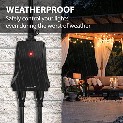 Fosmon Remote Control Outlet Waterproof Outdoor, Wireless Light Switch - color: 2 Grounded Outlet + 1 Remote