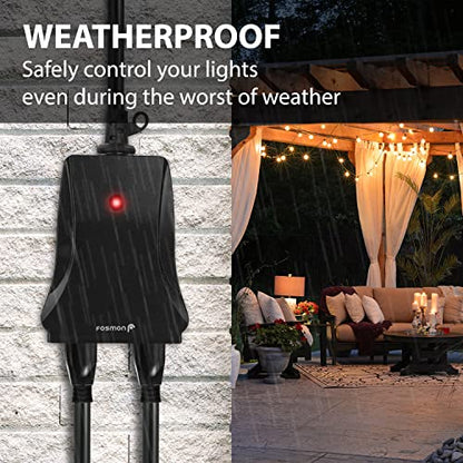 Fosmon Remote Control Outlet Waterproof Outdoor, Wireless Light Switch - color: 2 Grounded Outlet + 1 Remote