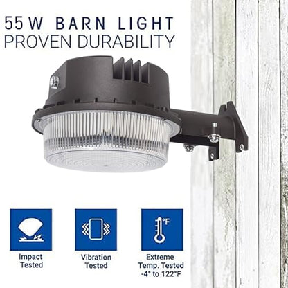 LED Barn Light Dusk to Dawn with Photocell, 55W 7500LM 5000K Daylight, 500W Incandescent/200W HID Replacement, Weather Resistant Outdoor Security Light for Yard, Garage, Farm, Porch - color: 55W Barn Light