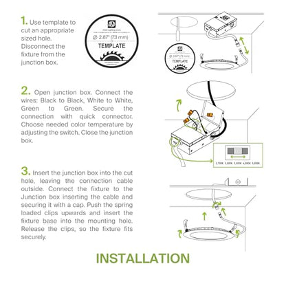ASD 48 Pack 3 Inch LED Recessed Light 6W, 5 CCT 2700K-5000K CRI90+, IC Rated Ultra Thin Dimmable Ceiling Lights with J Box, Canless Wafer Downlight, Round Slim Panel Lighting, UL Energy Star, White - color: White, size: 3 Inch 48 Pack