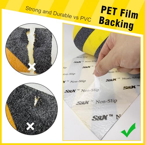 S&X Anti Slip Tape 12in x 33ft Grip Tape for Stairs & Ramps, Black/Yellow - color: Black/Yellow, size: 12" X 33'
