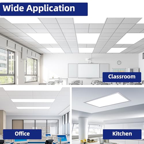 WYZM 4 Pack LED Flat Panel Light Drop Ceiling Office Fixture,7800LM - size: 4-pack 2X4FT panel