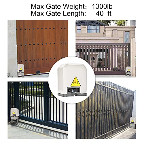 JIELI JY7 Automatic Sliding Gate Opener with 4 Remote Controls, Gate Operator Hardware Kit for Sliding Gate up to 1400 Pounds,Electric Rolling Driveway Slide Gate Motor - color: 1400lbs gate opener