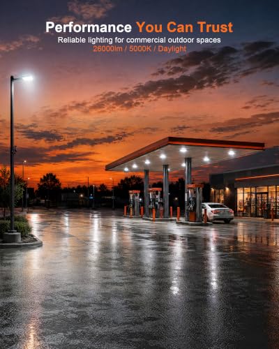 ledmo 200W LED Parking Lot Light Dusk to Dawn Photocell 5000K 26000LM - size: Small/200/Slip Fitter