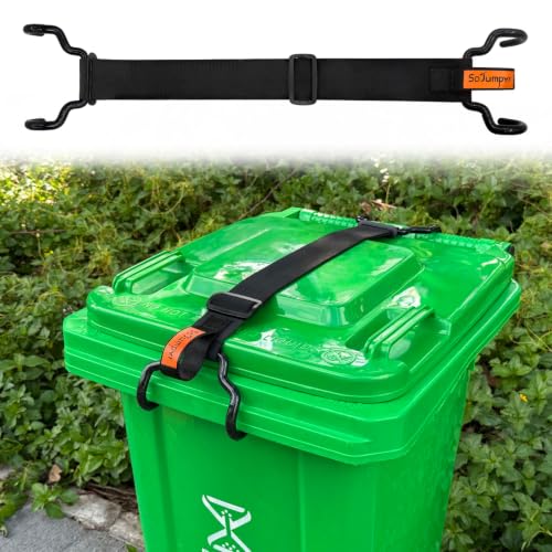 Trash Can Lid Lock Elastic Strap with Handle for Animals & Wind - color: Black