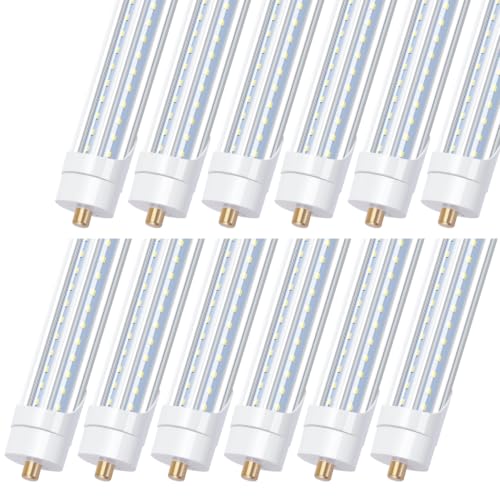 8ft LED Tube Light 65W, Fa8 Base Single Pin, Double Ended, Ballast Bypass - size: 12 Pack