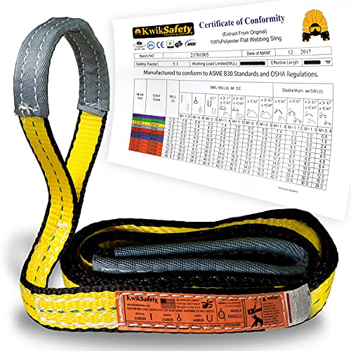 KwikSafety - Charlotte, NC - Mighty Sumo 1”x 8’ Poly Web Sling Lifting Strap Construction ASME OSHA / 3200lbs Vertical 2550lbs Choker 6400lbs Basket/Rigging Moving Towing Hoisting Gear - size: 1"X8' | 3200 lbs
