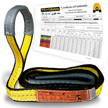 KwikSafety - Charlotte, NC - Mighty Sumo 1”x 8’ Poly Web Sling Lifting Strap Construction ASME OSHA / 3200lbs Vertical 2550lbs Choker 6400lbs Basket/Rigging Moving Towing Hoisting Gear - color: FLAT, size: 1"X8' | 3200 lbs