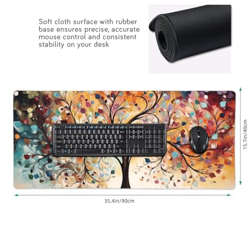 35.4 x 15.7 in, XXL Large Mouse Pad for Desk, Extended Keyboard Mouse Mat for Computer Office, Big Laptop Mouse pad, Gaming Pc-Colorful Leaf Tree - color: Colorful Leaf Tree