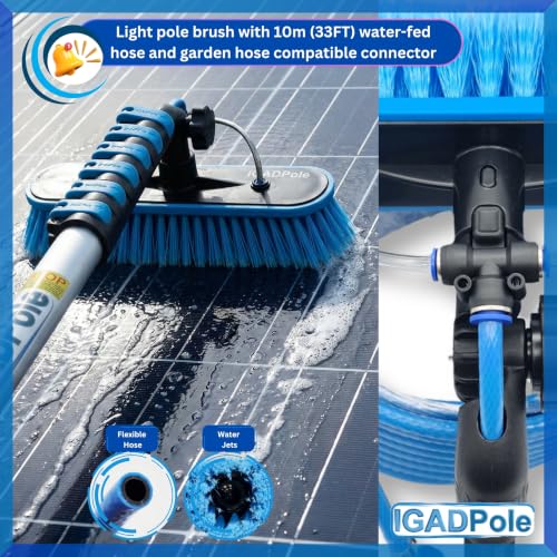 IGADPole 17 FT Water-Fed Washing Kit with Soap-Dispenser, Brush, 10″ Squeegee & Cobweb Duster for Windows, Gutters, Solar Panels & Exterior Walls - size: 17 ft Pole