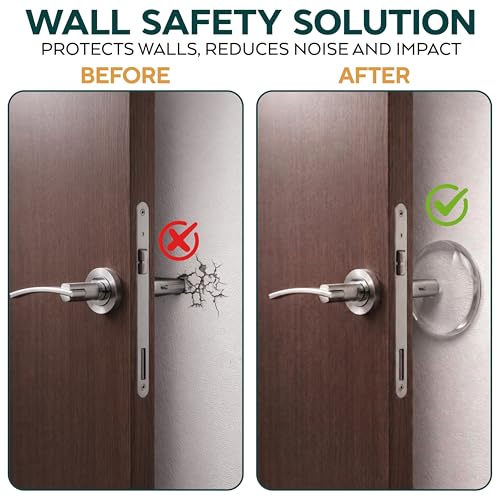 Door Knob Wall Protectors 10 Pack, 4 White 3.15" + 6 Clear 2" - size: 2 & 3.15"- Pack of 10