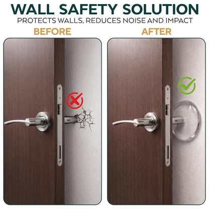 Door Knob Wall Protectors 10 Pack, 4 White 3.15" + 6 Clear 2" - size: 2 & 3.15"- Pack of 10