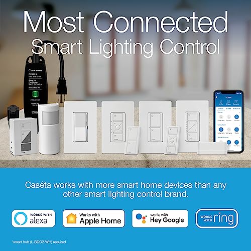 Lutron Caseta Diva Smart Dimmer Switch (Smart Hub Required), No Neutral Req - color: White, size: 6 Pack, style: Diva Smart Dimmer