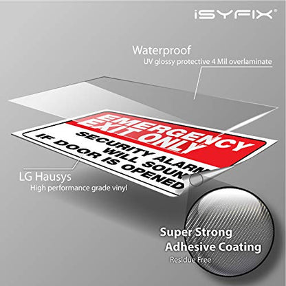 iSYFIX Emergency Exit Only Stickers, 10x7 Inch, 2 Pack, RED & WHITE - color: RED & WHITE, size: Large