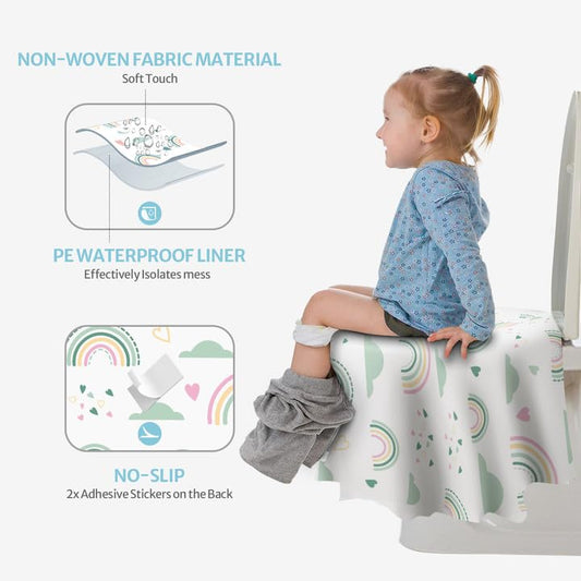 Blissful Diary 20 Pcs Toilet Seat Covers Disposable for Toddlers & Adults, Extra Large Waterproof, Portable Package for Travel, Kids Potty Training (Pack of 2) - color: Rainbow, size: 20Pack (Pack of 2)