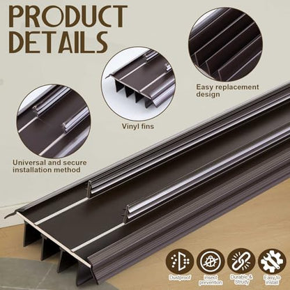 Pushglossy 2 Pcs Kerf Style 36" Door Bottom Seal Threshold Brown - color: Brown, size: Kerf Style