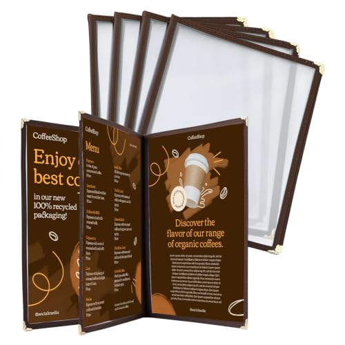 4Pcs 8.5 x 11" Menu Covers, 3 Page Transparent Restaurant Menu Cover - size: 3 Page