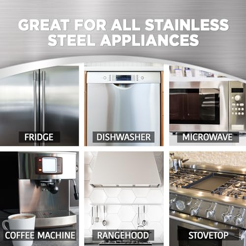 Weiman Stainless Steel Cleaner & Polish Streak-Free Shine - For Refrigerators, Oven, Dishwasher, Stove - 4 Pack Aerosol Spray with Microfiber Cloth Included - size: 34 Ounce (Pack of 2)
