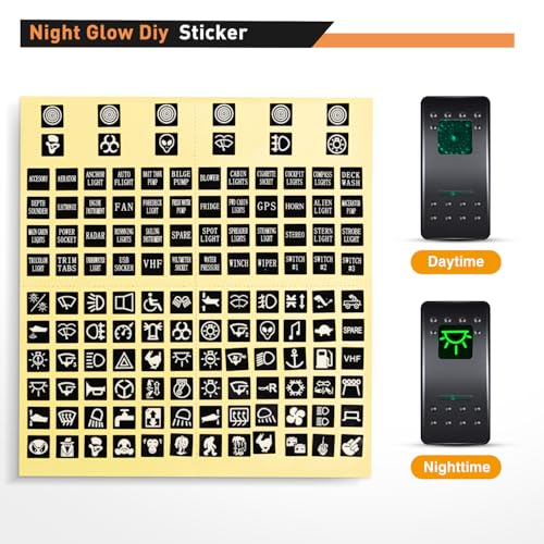 Nilight 6 Gang Rocker Switch Panel SPST On Off 5PIN Electrical Toggle Green - color: Green, size: 6 Gang