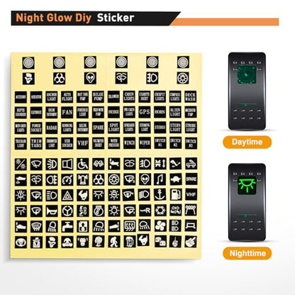Nilight 6 Gang Rocker Switch Panel SPST On Off 5PIN Electrical Toggle Green - color: Green, size: 6 Gang