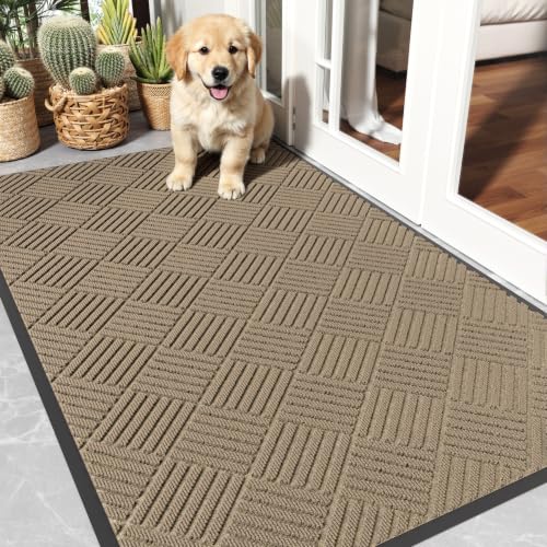 Front Door Mat 3'x5', Heavy Duty Non-Slip Indoor Outdoor Doormat - color: Brown Diamond, size: 3' x 5'