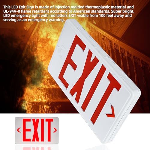Universal Red Light LED Exit Sign OSHA Commercial, 1 Pack - color: White Housing+Red Letter, size: 1 Pack