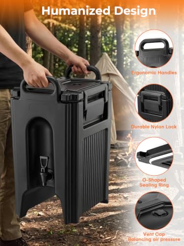 FOHERE Pro Insulated Beverage Dispenser 5 Gal, Hot Cold Commercial Catering - size: 18.9L