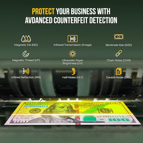 KOLIBRI Money Counter Machine I LCD Display I Business Grade I Advanced UV/MG/IR/DD/HLF Detection I Single Denomination (USD) I 1,200 Notes/Min I 1-Year Warranty I KBC–3000 - color: Black (Kbc–3000)