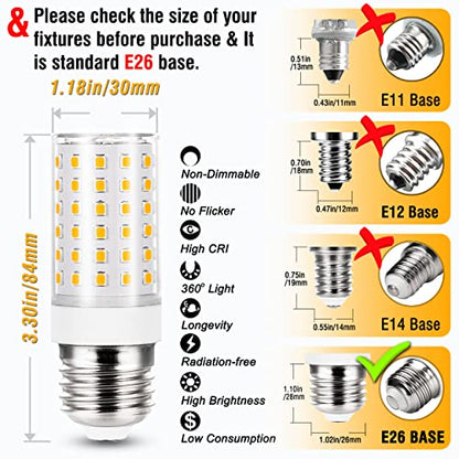 ALIDE E26 100 Watt Equivalent LED Candelabra Corn Bulbs,2700K Warm