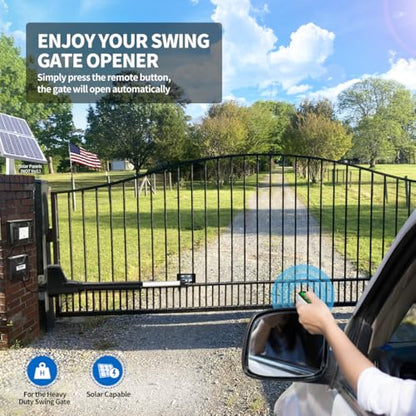 TOPENS AT12131 Single Swing Gate Opener Heavy Duty - size: 880lbs
